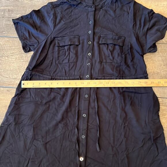 Torrid Women's Mini Twill Drawstring Shirt Dress Deep Black Size 1X - Picture 7 of 10